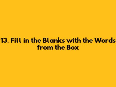 13. Fill in the Blanks with the Words from the Box