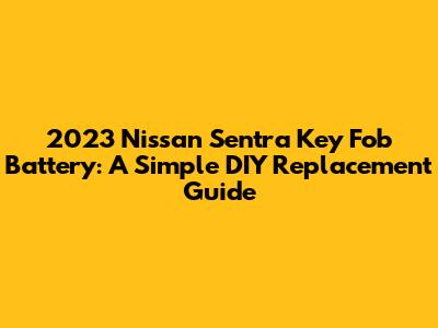 2023 Nissan Sentra Key Fob Battery: A Simple DIY Replacement Guide