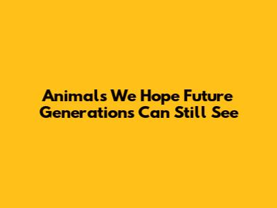 Animals We Hope Future Generations Can Still See