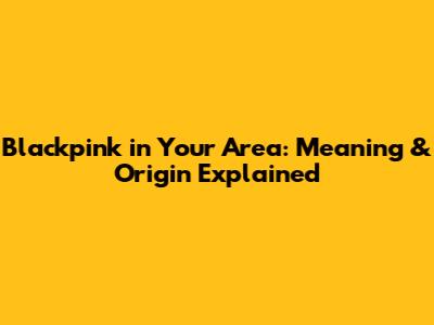 Blackpink in Your Area: Meaning & Origin Explained