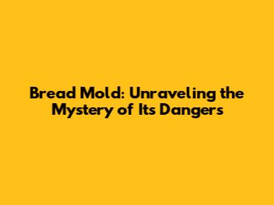 Bread Mold: Unraveling the Mystery of Its Dangers