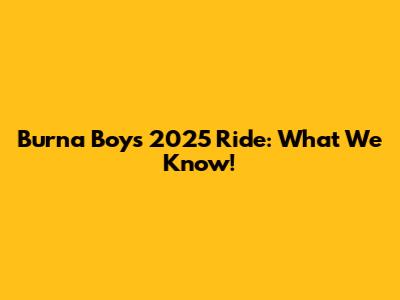 Burna Boy's 2025 Ride: What We Know!