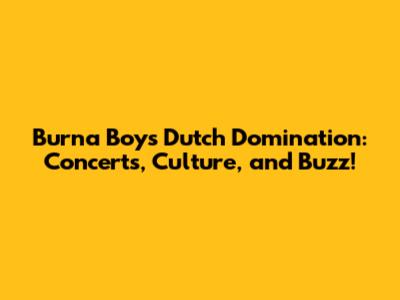 Burna Boy's Dutch Domination: Concerts, Culture, and Buzz!