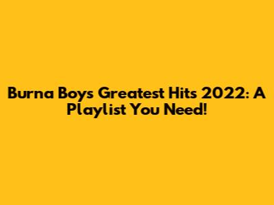 Burna Boy's Greatest Hits 2022: A Playlist You Need!