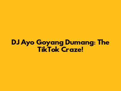 DJ Ayo Goyang Dumang: The TikTok Craze!