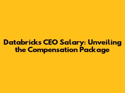 Databricks CEO Salary: Unveiling the Compensation Package