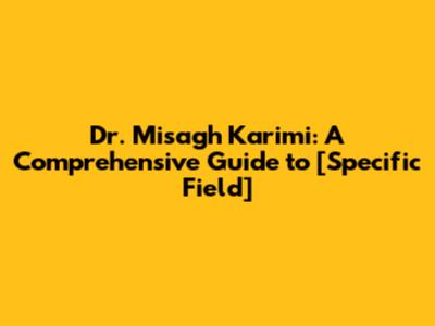 Dr. Misagh Karimi: A Comprehensive Guide to [Specific Field]
