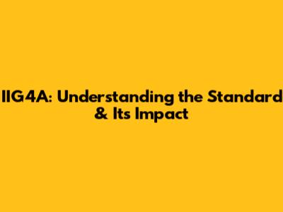 IIG4A: Understanding the Standard & Its Impact