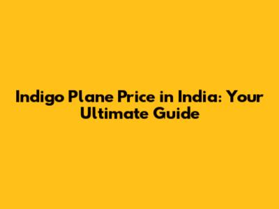 Indigo Plane Price in India: Your Ultimate Guide
