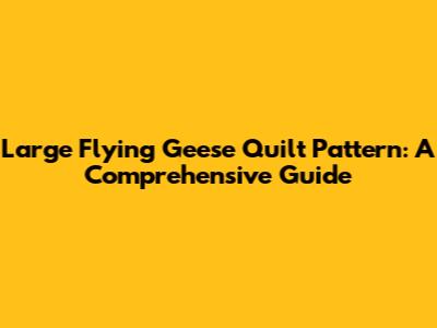 Large Flying Geese Quilt Pattern: A Comprehensive Guide