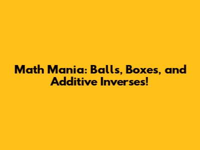 Math Mania: Balls, Boxes, and Additive Inverses!