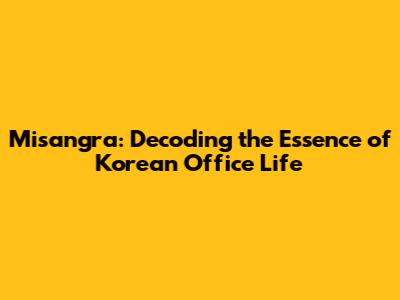 Misangra: Decoding the Essence of Korean Office Life