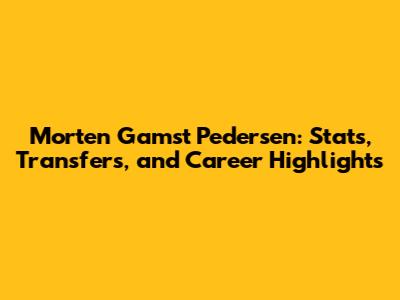 Morten Gamst Pedersen: Stats, Transfers, and Career Highlights