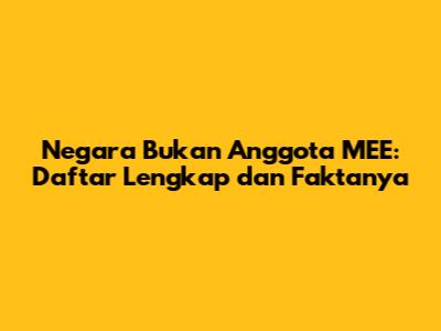 Negara Bukan Anggota MEE: Daftar Lengkap dan Faktanya