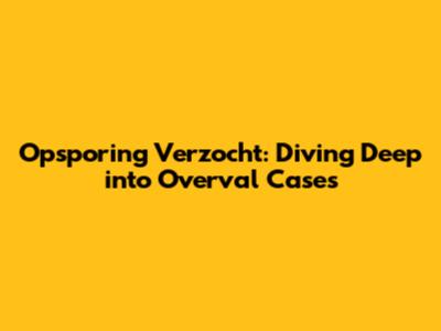 Opsporing Verzocht: Diving Deep into Overval Cases