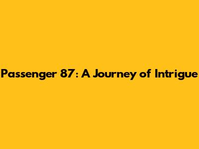 Passenger 87: A Journey of Intrigue
