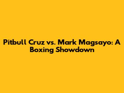 Pitbull Cruz vs. Mark Magsayo: A Boxing Showdown