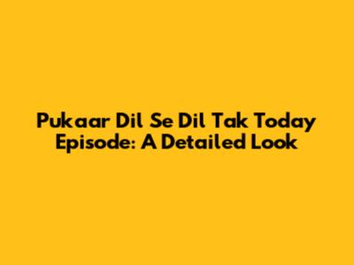 Pukaar Dil Se Dil Tak Today Episode: A Detailed Look