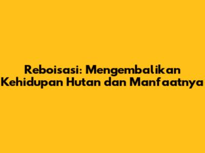 Reboisasi: Mengembalikan Kehidupan Hutan dan Manfaatnya