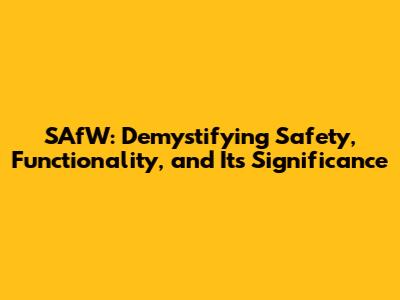 SAfW: Demystifying Safety, Functionality, and Its Significance