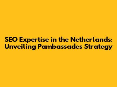 SEO Expertise in the Netherlands: Unveiling Pambassade's Strategy