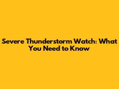 Severe Thunderstorm Watch: What You Need to Know