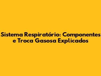 Sistema Respiratório: Componentes e Troca Gasosa Explicados