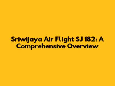 Sriwijaya Air Flight SJ 182: A Comprehensive Overview