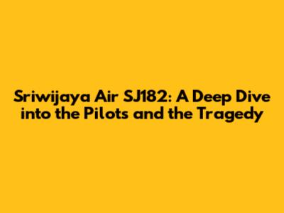 Sriwijaya Air SJ182: A Deep Dive into the Pilots and the Tragedy