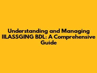 Understanding and Managing IILASSGING BDL: A Comprehensive Guide