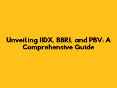 Unveiling IIDX, BBRI, and PBV: A Comprehensive Guide
