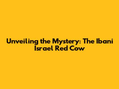 Unveiling the Mystery: The Ibani Israel Red Cow