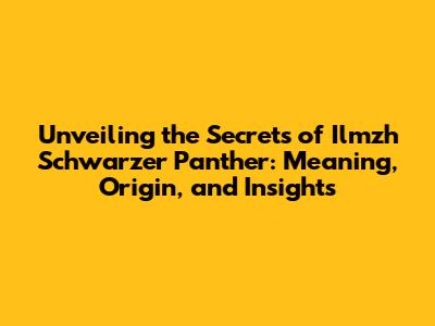 Unveiling the Secrets of Ilmzh Schwarzer Panther: Meaning, Origin, and Insights