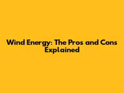 Wind Energy: The Pros and Cons Explained